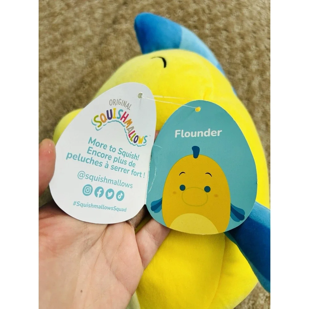 NWT Squishmallows 10 - Disney FLOUNDER Plush Little Mermaid‎ Stuffed Animal